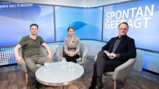 Comedian Marc Carnal, Forscherin Katharina Keiblinger und Moderator Markus Hengstschläger